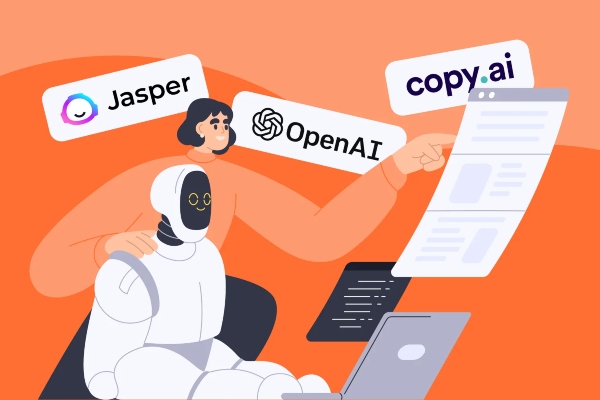 A collage featuring different content creation and writing