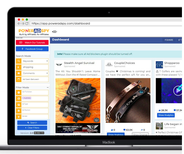 PowerAdSpy starts by spying on your competitor’s Ads